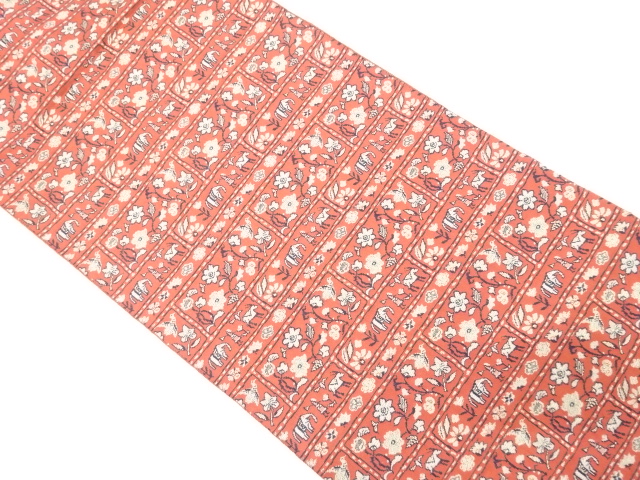 JAPANESE NAGOYA OBI / WOVEN FLOWER & BIRD